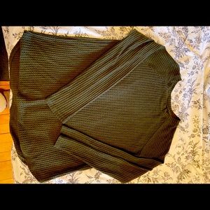 Olive Green Waffle-Knit long Sleeve